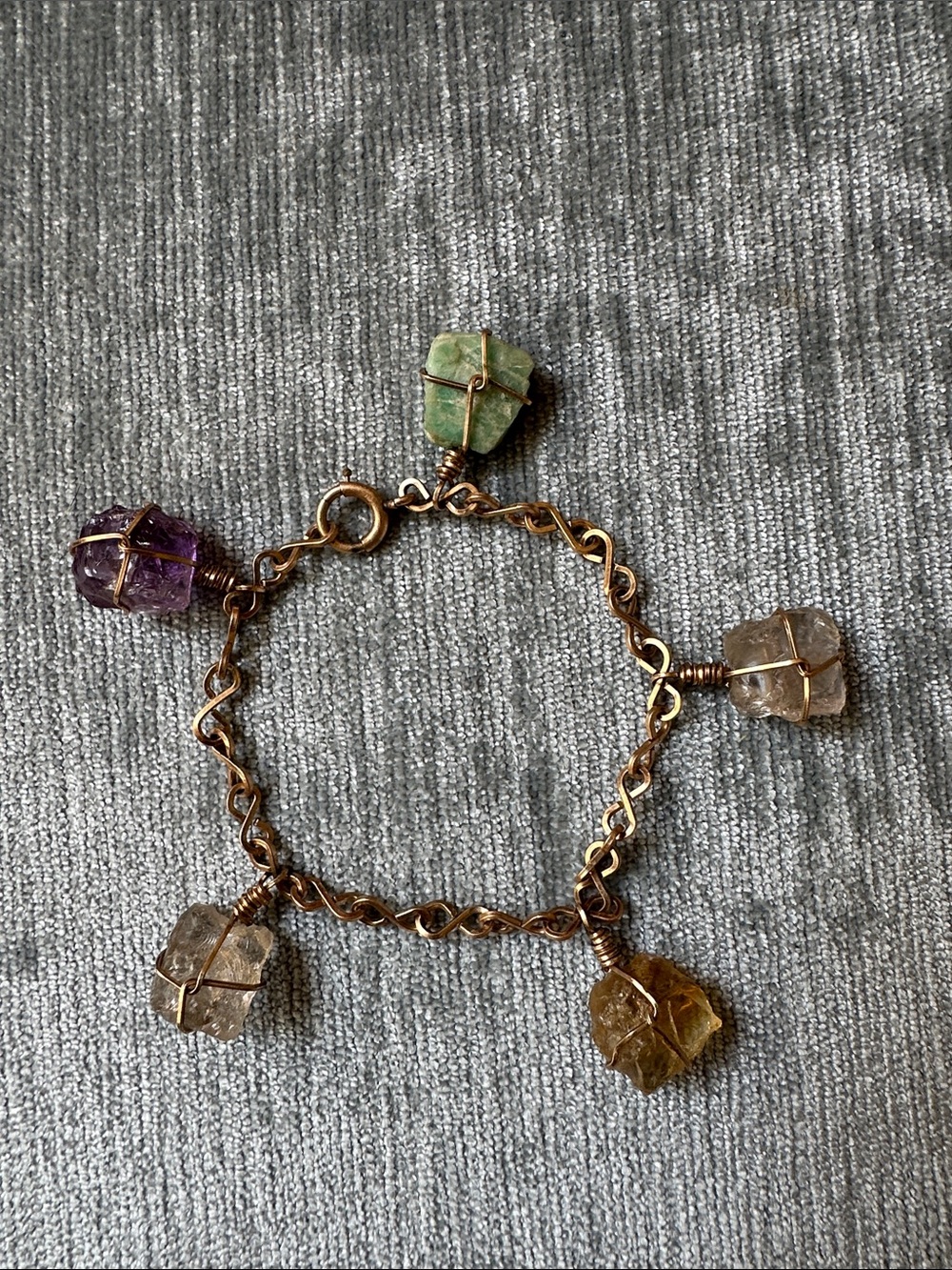 Vintage semi precious stone chain bracelet